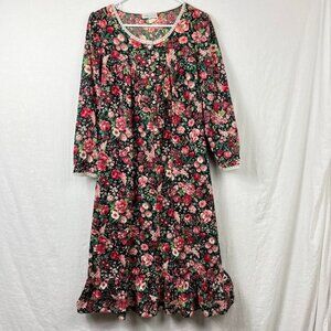 90s Willow Creek Long Sleeve Maxi Dress Nightie Womens M Floral Cottage Modest